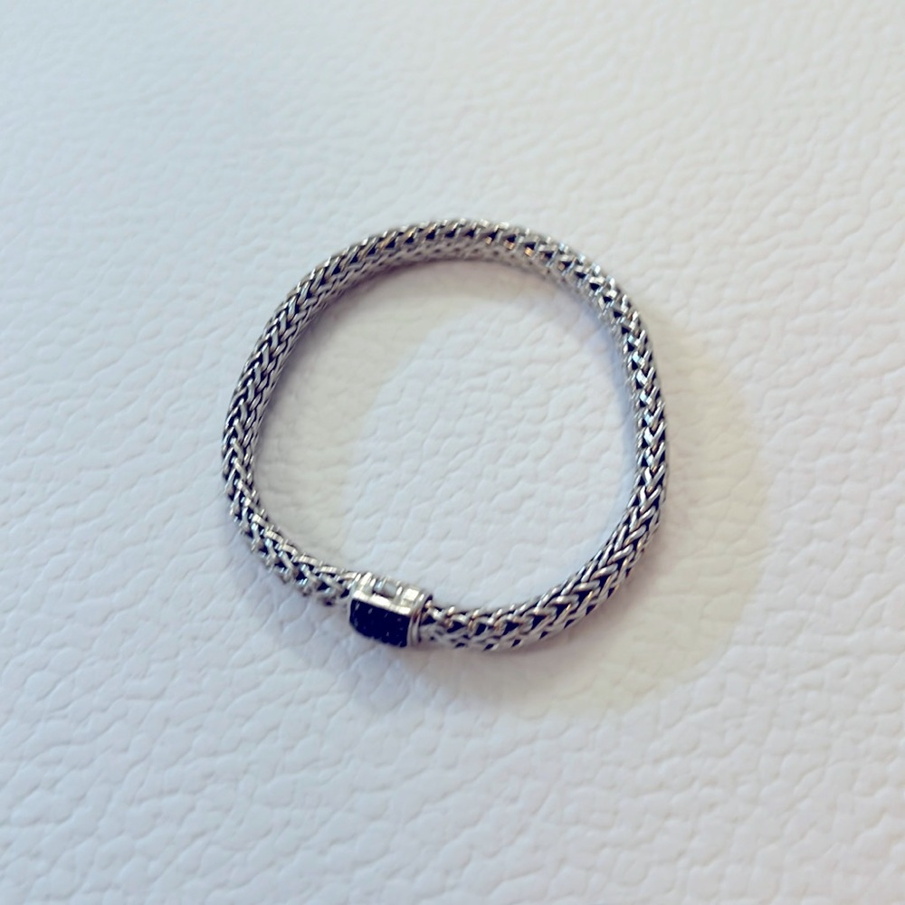 John Hardy Sterling silver icon bracelet with treated black sapphire
